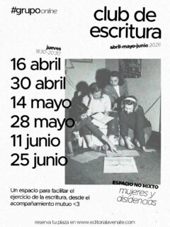 Dos semanitas para que arranque este club de escritura online en el que combatiremos las dinámicas individualistas de creación literaria 💞 Puedes apuntarte de forma mensual o todo el trimestre, ¡plazas limitadas!

Imparte: @otras_narrativas 
Jueves de 18:30 a 20:30, encuentros quincenales