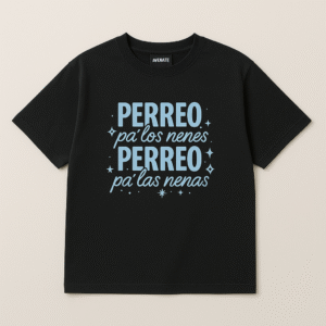CAMISETA PERREO (Negra letras azules)
