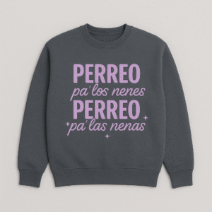 SUDADERA PERREO (Gris letras rosas)